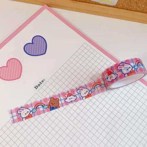 Washi Tape Conejo Oso Arcoiris Rosa
